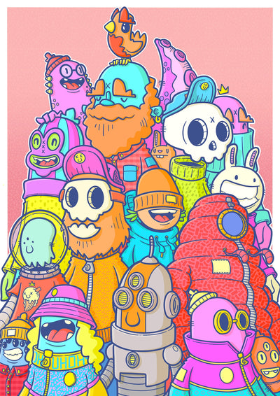 Uh Oh crew of characters print for sale
